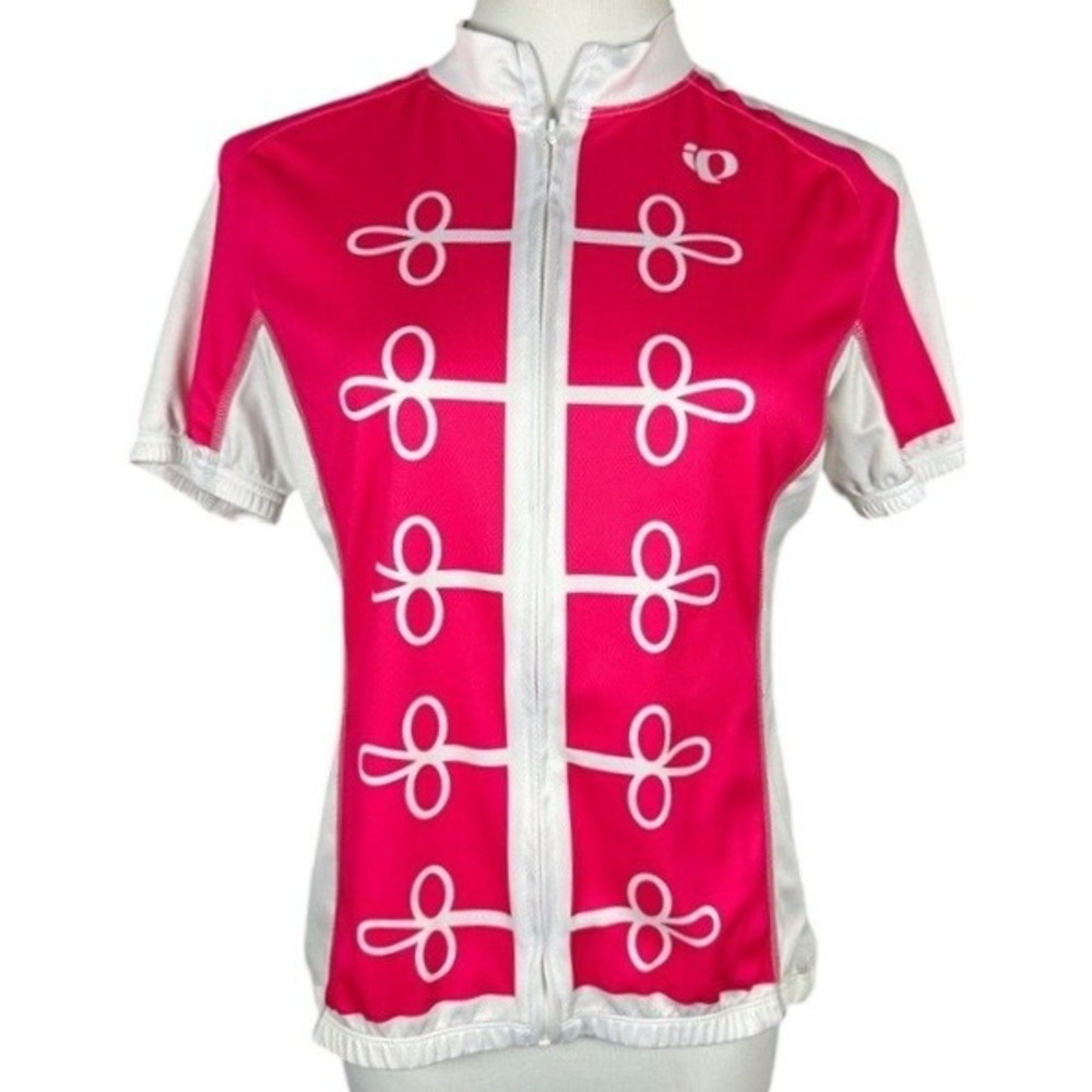 Pearl Izumi Womens‎ Pink White Graphic Cycling Jersey Full Zip Medium 47221001